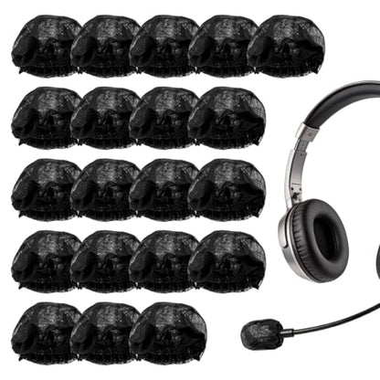 MECCANIXITY 50 Pcs Disposable Lapel Headset Microphone Windscreen, Non-Woven Mini Size Lavalier Microphone Windscreen Headset Mic Covers for Hole Ear-Hook Headsets, Lavalier Mic, Black - color: Black