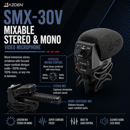 AZDEN SMX-30V Stereo/Mono Mixable Video Microphone