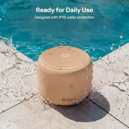 Bobtot Portable Bluetooth Speakers with Strap Easy to Carry Mini Speaker | Wireless Waterproof with Loud Stereo Sound, 20 Hours Playtime, Rechargeable Battery, Built-In Microphone, Orange - color: Orange
