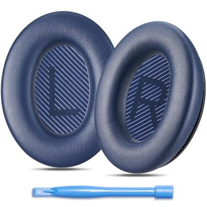 AHG QC45 Ear Pads Compatible with Bose QuietComfort 45 35 QC35 II QCSC QCSE | Midnight Blue | Easy DIY Fit | Premium Protein Leather | Extra Thick | Soft High-Density Foam - color: Midnight Blue