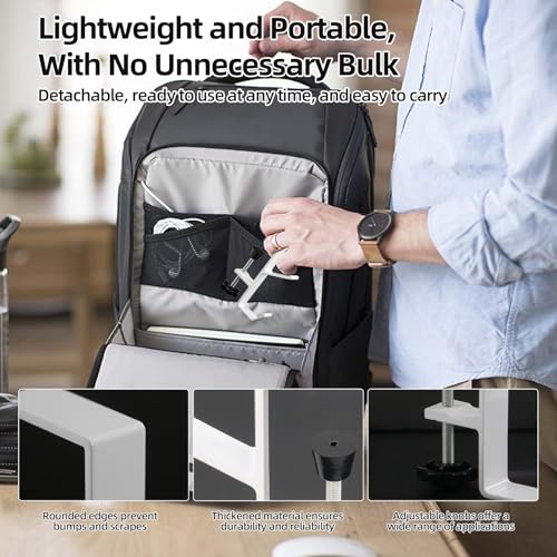 Desk Mount Bag Holder Hook Clamp, Bag Hook 1 Pcs-Double Hook White | Portable Purse Hook for Table, Reduce Desk Clutter, Desk Mount Headphones Holder, Backpack Hanger, Table Hanging Storage - color: 1 Pcs-Double Hook White