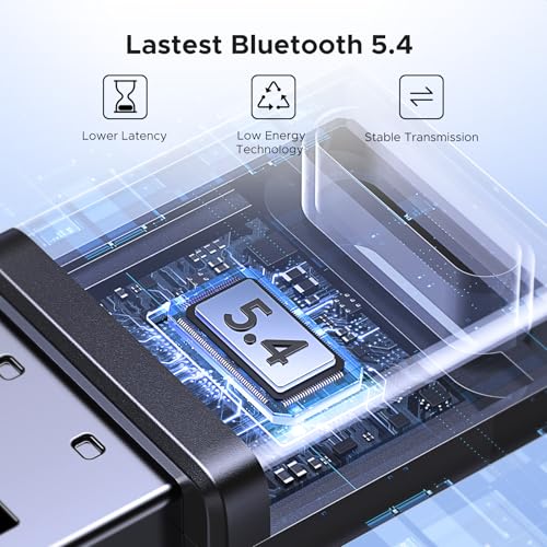 UGREEN PC 블루투스 5.4 동글 수신기 EDR 및 BLE용 USB 블루투스 어댑터, 플러그 앤 플레이 윈도우 11/10/8.1 지원, 데스크톱, 노트북, 헤드폰, 키보드, 마우스, 스피커, 프린터용 - size: Small