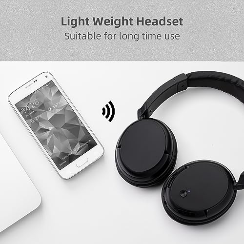 Wireless Bluetooth Headphone Over Ear, Bluetooth Transmitter for TV,PC,3.5mm Audio Device, Wired and Wireless Headset (Black) - color: Black