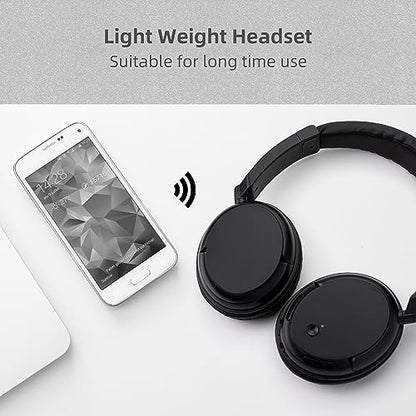 Wireless Bluetooth Headphone Over Ear, Bluetooth Transmitter for TV,PC,3.5mm Audio Device, Wired and Wireless Headset (Black) - color: Black