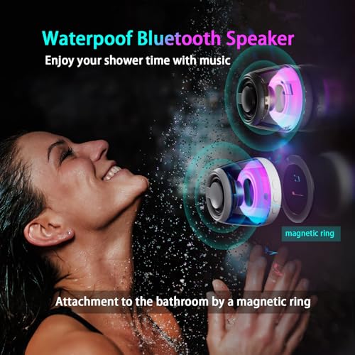 Magnetic Bluetooth Speaker,Induction Phone Stand,RGB Light Black | 5W magnetic Bluetooth speaker with phone stand, RGB lights, IPX5 protection, TF card playback and a portable lanyard. - color: Black-1PCS