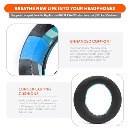 WC Freeze Pulse Elite - Cooling Gel Earpads for PS5 Pulse Elite | Made by Wicked Cushions | Thicker Cushion & Wider Opening | Cyan Prism - color: Cyan Prism