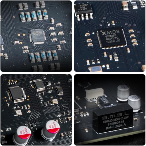 SMSL D100 HiFi Audio DAC Headphone Amplifier, ES9081 Chip XMOS XU-316 Desktop DAC, Full MQA DSD512 PCM768kHz, 4.4mm Balanced/6.35mm/RCA Output for PC Gaming Speakers