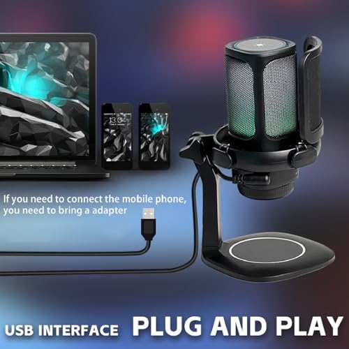 Fabater Gaming USB Microphone, RGB Condenser Mic with Quick Mute, Filter, Shock Mount, Noise Cancelation & Gain Control, PC Cardioid Mic for Streaming, Podcasts, Computer & Laptop