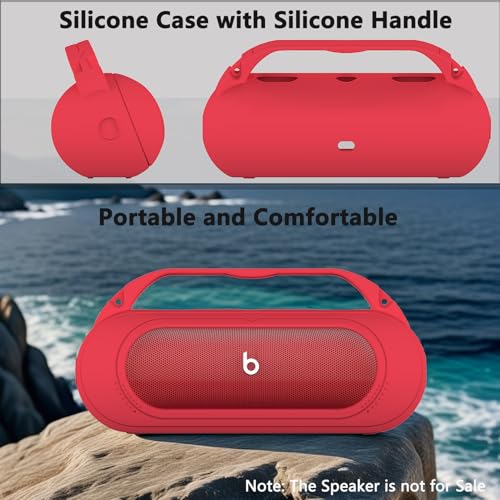Silicone Cover Case Compatible with Beats Pill 2024 Bluetooth Speaker | Accessories for Beats Pill Speaker Protective Case with Handle, Shockproof and Anti-Scratch Cover (Red) - color: Red