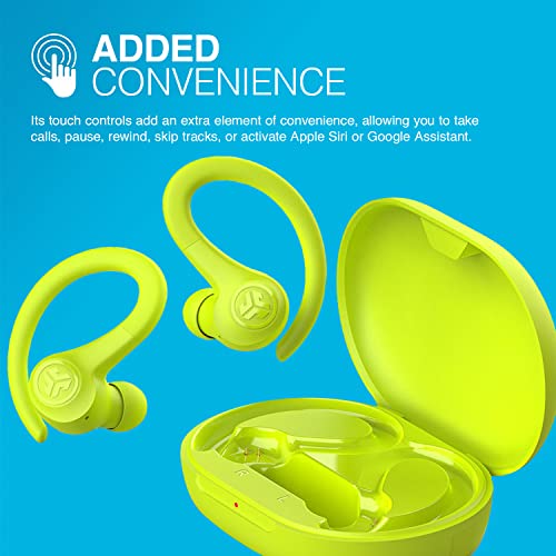 JLab Go Air Sport True Wireless Earbuds with earhook, IP55, 3 EQ Settings, Yellow - color: Yellow, style: Sport