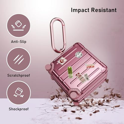 KOREDA Compatible with Samsung Galaxy Buds 4 Case/Buds 4 Pro Case Cover, Cute Funny Suitcase Design Case for Galaxy Buds 4 Pro, Fashion Protective Hard Case for Women Men with Keychain (Rose Gold) - color: Rose Gold