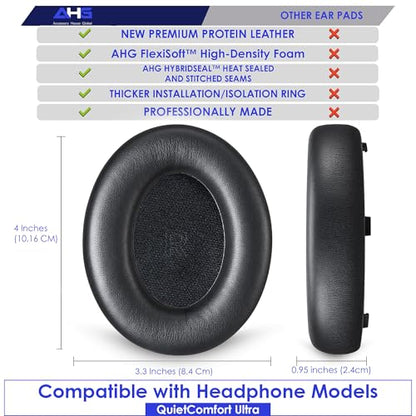 AHG Accessory House Global QC Ultra Replacement Ear pad and Headband Pad Kit Cushion Compatible with Bose QuietComfort Ultra Wireless Headphones (Black). Easy DIY Installation + Great Comfort
