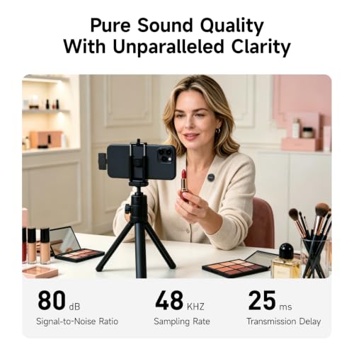 2-Pack Wireless Lavalier Microphones, Lapel Mic for iPhone/Android | USB-C Plug-Play, 42H Battery Life, 164ft Stable Wireless Range, 3-Level AI Noise Reduction for Vlog TikTok YouTube Interview