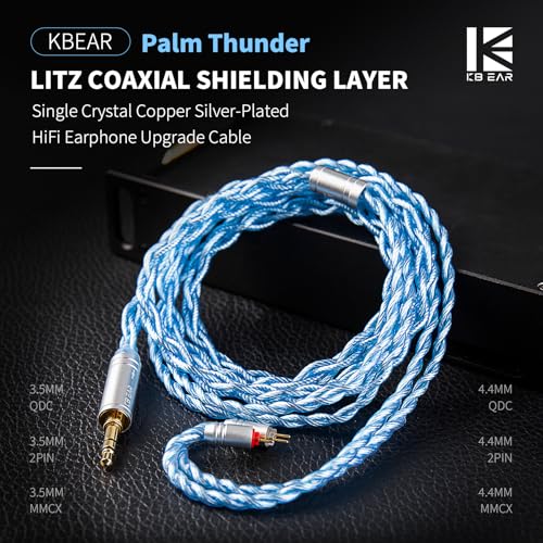 keephifi KBEAR 7030 .75 2 Pin IEM Cable, Headphone Cable Extension 3.5MM, Blue Braided 4-Strand Earbuds Cable for KZ ZS10 PRO/ZAR/ZAS/ZS12 PRO X/EDX PRO/Castor/DQS, CCA C12/ C10 Pro, Sigmot EM6L