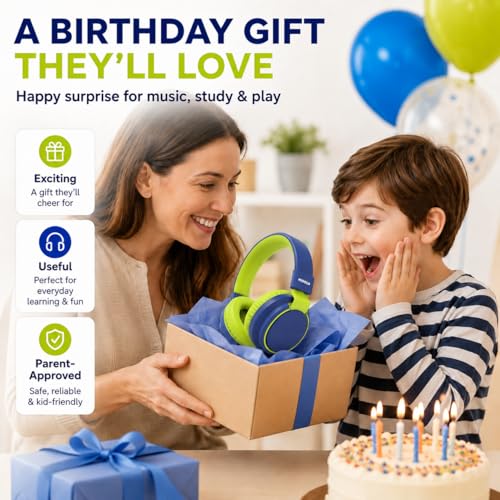 Kids Bluetooth Headphones Wireless 68 Hours,Safe Volume Limit 85/94dB | Adjustable Headband Foldable Over-Ear Lightweight Headsets for Toddler Girls Boys Tablet/iPad,HD Stereo,Built-in Mic,Green - color: DeepBlueSky