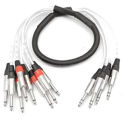 Seismic Audio - SAST-4-8-3 - 4 Channel 1/4" TRS Insert Snake Cable to 8 1/4" TS - 3 Feet - size: 3 Foot - 4 TRS x 8 TS