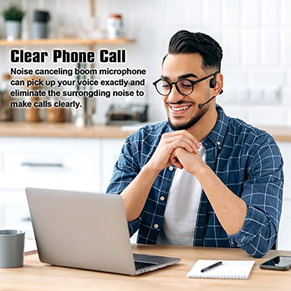 Bone Conduction Open Ear Bluetooth Headphones with Microphone, Noise Cancelling Wireless Computer Headset - color: Pro-Black