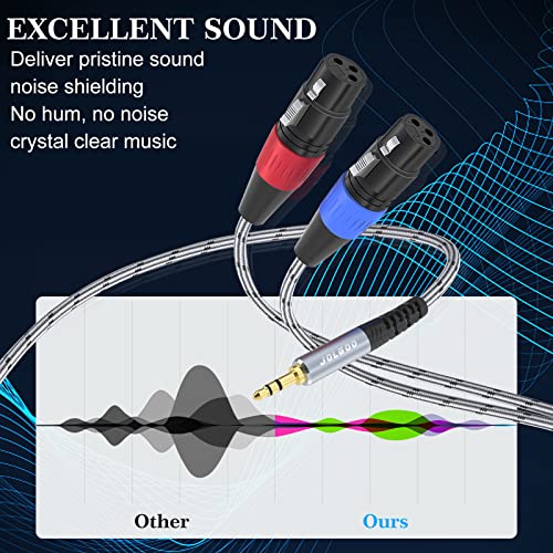 JOLGOO Dual XLR Female to 3.5 mm TRS Stereo Microphone Cable, 2 XLR Female to 1/8 inch TRS Stereo Y Splitter Patch Cable, 3.3 Feet - size: 3.3 Feet, style: Dual XLR Female to 3.5 mm