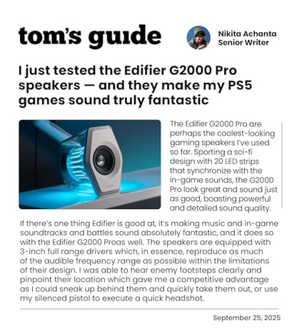 Edifier G2000 Pro 2.0 RGB Gaming Speakers with 64W Peak Power, White - color: White