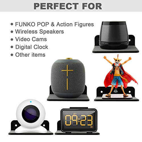 Small Wall Shelf Speaker Stand, Mount for Webcam, Cell Phones, Mesh Router, Display Shelf Acrylic (Black) - color: Black