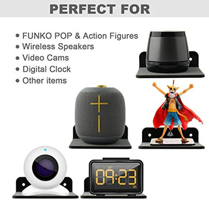 Small Wall Shelf Speaker Stand, Mount for Webcam, Cell Phones, Mesh Router, Display Shelf Acrylic (Black) - color: Black