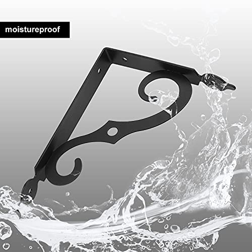 Acrux7 12 Pack Decorative Shelf Brackets - 10 inch Wall Mounted Floating Shelf Bracket - Heavy Duty Metal L Shape Shelf Supporter for DIY Open Shelving, Black - size: 9.4"x7.5", style: 12 pcs-black