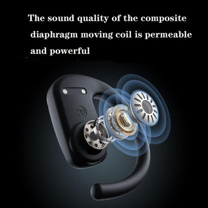 Open-Ear Wireless Headphones Bluetooth Earbuds Charging Case Ear Buds with Silicone Earhook Over-Ear Earphones for TV Phone Laptop Music, Black - color: #03Black