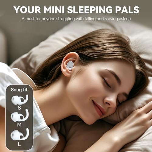Sleepals Mini - Noise Reduction Sleep Earbuds with Sleep, Game, and Music Modes, Long 7-Hour Playtime, Wireless Bluetooth Streaming, Soft Snug Fit for Side Sleepers (White)
