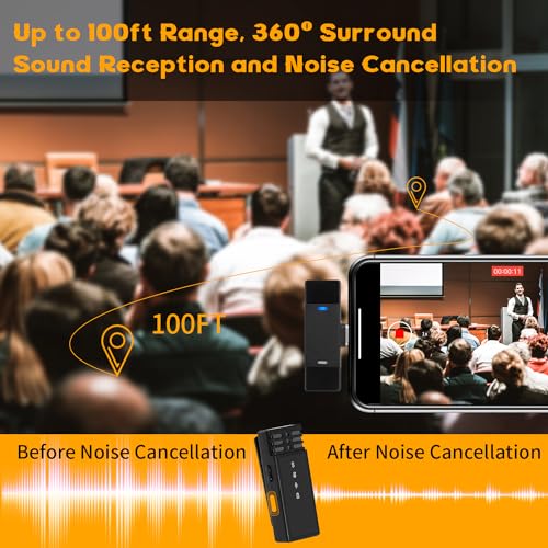 2 Pack Wireless Lavalier Microphone for iPhone iPad, Lightning Plug Play Lapel Mic with Charging Case, Noise Cancellation 100FT Range 54H Battery for Live Stream Vlog TikTok