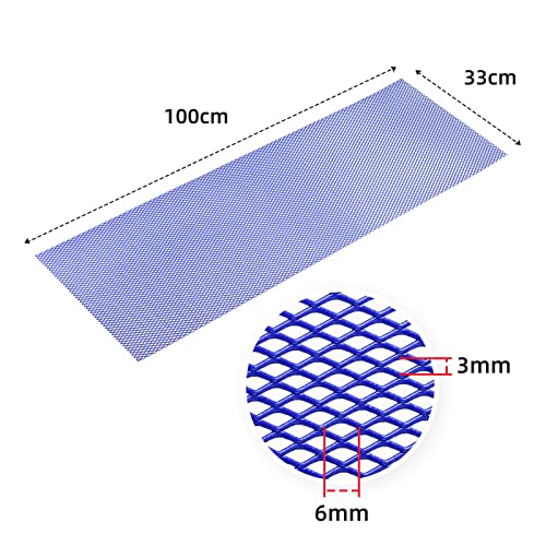 AggAuto Universal 40"x13" Car Grill Mesh 3x6mm Rhombic Hole Blue | Aluminum Alloy Automotive Grille Insert Bumper, One of the Most Multifunctional Shape Grids 100x33cm - size: 3x6mm Rhombus - Blue