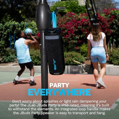 JLab, JBuds Party, Portable Bluetooth Speaker, IP56 Waterproof, Multi-Speaker Connect, RGB Lighting, Black - color: Black