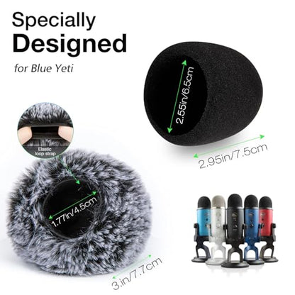 Windscreen Muff and Foam for Blue Yeti, Blue Yeti Pro USB Condenser Microphone, Indoor Outdoor Microphone Windshield 2 PACK by SUNMON - color: Yeti Windsrceen&Dead Cat