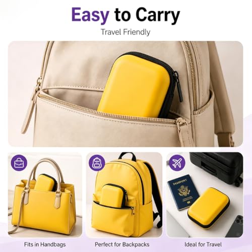 Headphone Case Hard Edge Zipper Bag Compact Portable Headset Storage Bag For Wireless,Headphones Earbuds Cables Charging Cable Travel Waterproof Commuting Home - color: Yellow
