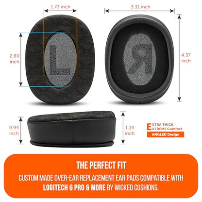 WC Freeze G Pro X - Angled Cooling Gel Earpads for Logitech Gpro X | Made by Wicked Cushions | Extreme Comfort, Angeled Design, New Freeze V2 Cooling Fabric, Extra Thick | Black - color: Black