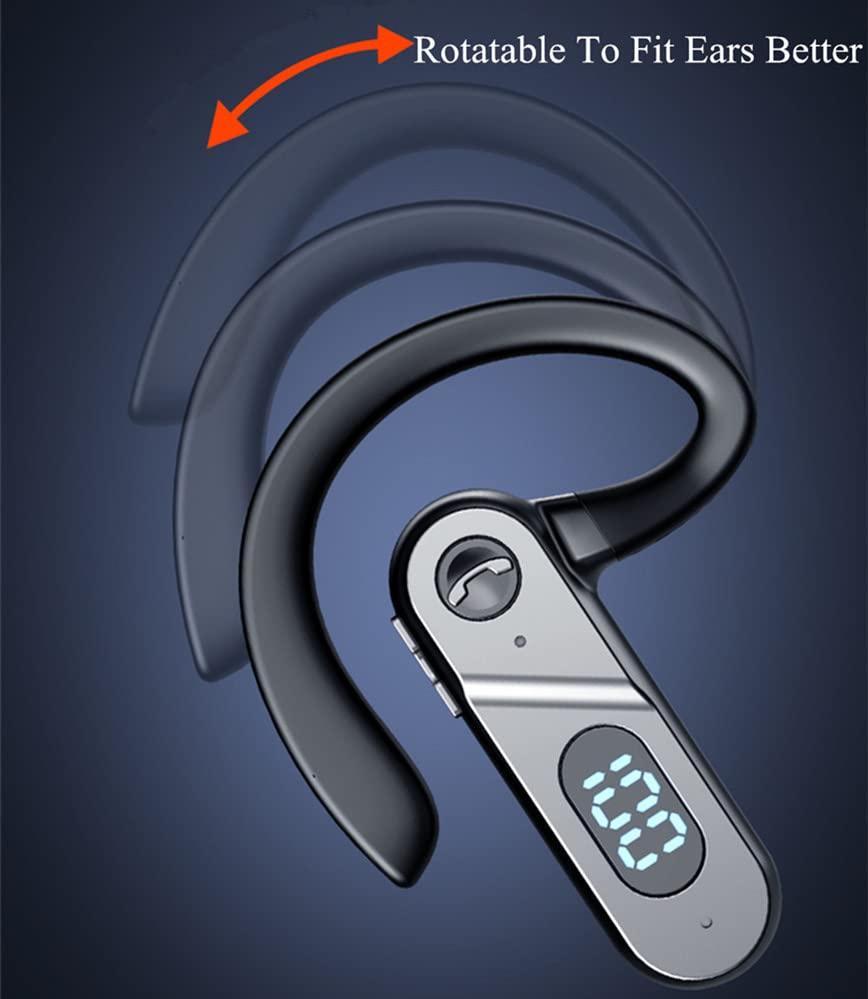Uigsas Bluetooth Headset Wireless Bluetooth Earpiece Single Ear Voice Control Answer Earphones for Cell Phone