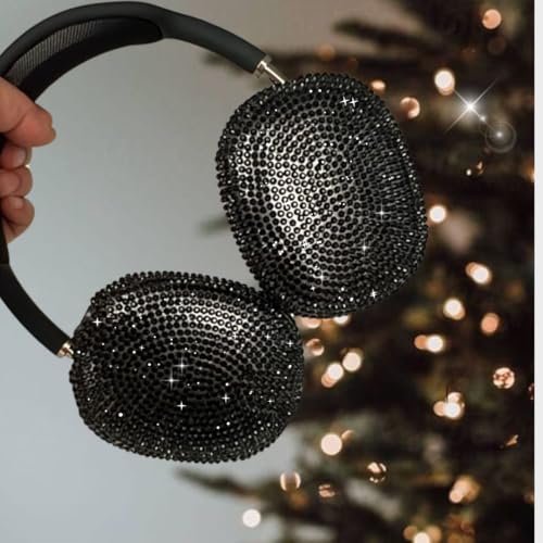 Black Cover for Airpods Max, Bling Rhinestone Apple Headphone Case Sparkling Cute Glitter Airpod pro max Ear Covers Protective Accessories - color: Black