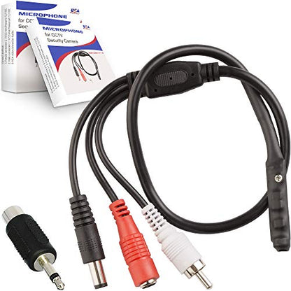 CCTV Microphone Outdoor for Security Camera IP: Audio Microphone CCTV Surveillance RCA with High Sensitive Preamp Amplified Pickup Device Mic External Camera Sound (2 Pack)