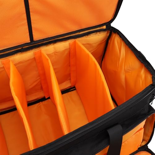 Bewinner Large Capacity DJ Bag with 6 Detachable Dividers, EVA DJ Cable Bag Scratch Proof Organizer for Mixer, Turntable, Microphone, Laptop, Headphone - Heavy Duty Gig with