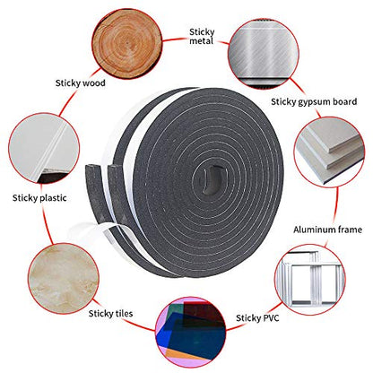Weather Stripping Door Seal Strip for Doors and Windows, 1/2In x 1/4In x 33Ft Foam Insulation Tape Self Adhesive,Sound Proof,Weatherstrip,Pipe Cooling, Air Conditioning Seal Strip - size: 1/2 in x 1/4 in x 33 ft