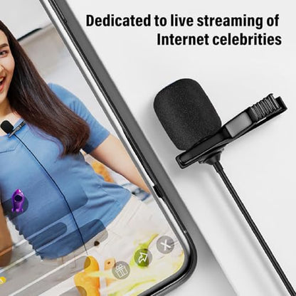 USB C Lavalier Microphone, Noise Cancelling Condenser Mic with Plug & Play, Clip On Lapel Mic for Computer & Smartphone, for Streaming, Gaming, Online Class, Recording