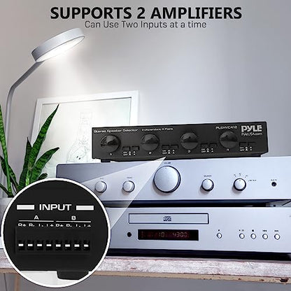 Pyle 4 Channel High Power Stereo Speaker Selector with Volume Control - Rugged and Durable Housing Construction, Cabinet Heat Sink, Plug and Play Easy Install - PLSHVC412 - style: 4CH Switch and Vol Selector