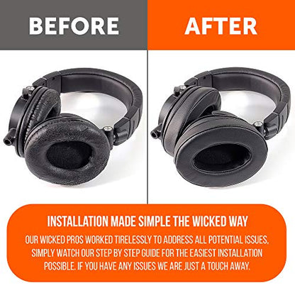 WC Wicked Cushions PadZ - Thick & Soft Ear Pads for ATH M50X / M40X / SteelSeries Arctis/HyperX Cloud & Alpha/Logitech G Pro X/Compatible with Over 50 Headphones | Black - color: Black