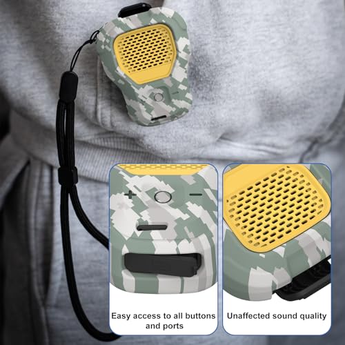 CYBERGUYS Silicone Case for DEWALT Wearable Bluetooth Speaker, Camo | Durable Shock-Proof Non-Slip Protective Cover for DEWALT Mini Speaker, Lanyard, Small Lightweight, Easy-to-Install Sleeve - color: Digital Camo