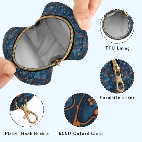 Pacifier Case Gaming Controller Blue Print Printed Waterproof Pacifier Holder Pouch with Metal Hook Clip Round Small Soother Storage Bag for Diaper Bag Stroller - color: Gaming Controller Blue Print