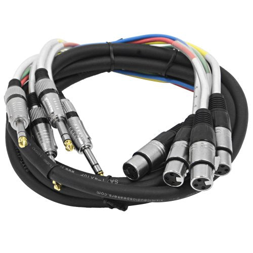 Seismic Audio - SAXT-4x10F - 4 Channel 1/4" TRS to XLR Female Snake Cable - 10 Feet Long - Serviceable Ends - Pro Audio Effects Snake for Live Live, Recording, Studios, and Gigs - Patch, Amp, Mixer, - size: 10 Foot - 4 Channel
