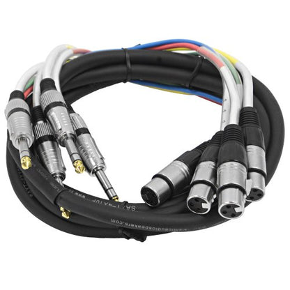 Seismic Audio - SAXT-4x10F - 4 Channel 1/4" TRS to XLR Female Snake Cable - 10 Feet Long - Serviceable Ends - Pro Audio Effects Snake for Live Live, Recording, Studios, and Gigs - Patch, Amp, Mixer, - size: 10 Foot - 4 Channel