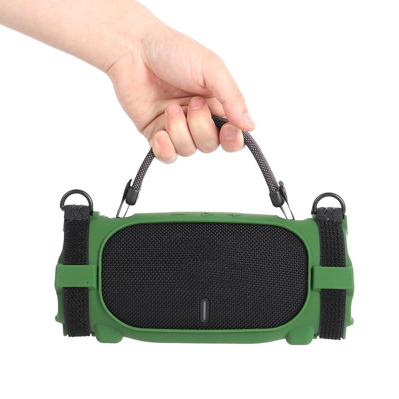 Silicone Case Cover for JBL Charge 6 Portable Bluetooth Speaker, Soft Protective Sleeve Travel Carrying Protective Cover Speaker Silicone Case with Shoulder Strap and Bike Strap (Green) - color: Green