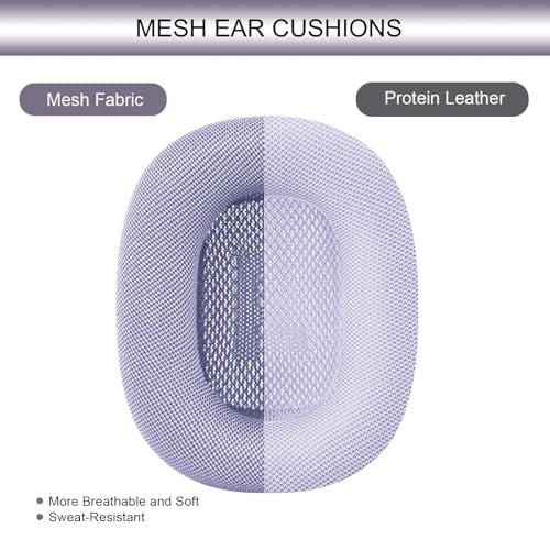 GEVO Upgraded Ear Cushions Replacement Earpads for AirPods Max 1 & 2 Headphones, Mesh Fabric Ear Pads Ear Covers Cups with Memory Foam and Magnet for AirPods Max 1 & 2 (Purple) - color: Purple