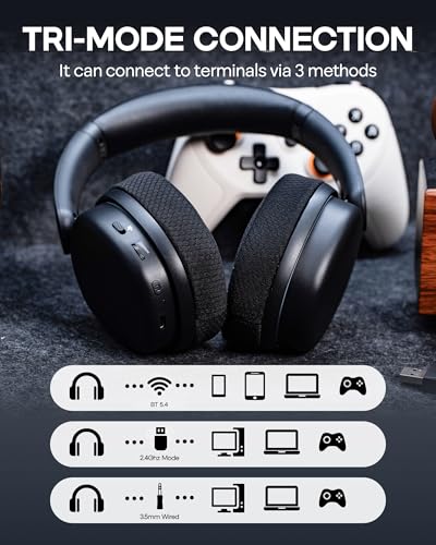 EPOMAKER X Aula G7 Pro Wireless Gaming Headset, Dual Mode BT5.3 & 2.4GHz - color: Black