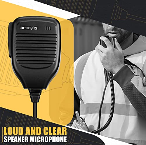 Retevis Walkie Talkie Shoulder Speaker Microphone, 2 Pin,1 Pack | for RT22/RT68/H777/RT68H/RT22S, Compatible with BAOFENG UV-5R/888S,Kenwood Radio, Rotatable Clip, Kevlar Cable, Portability